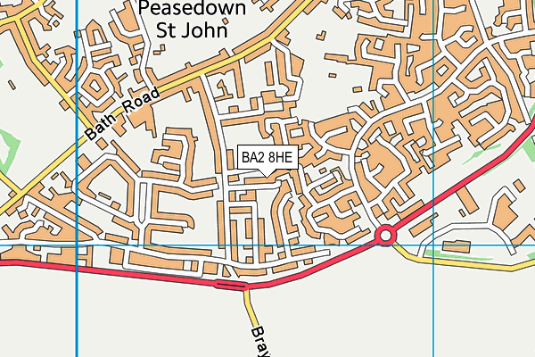 BA2 8HE map - OS VectorMap District (Ordnance Survey)
