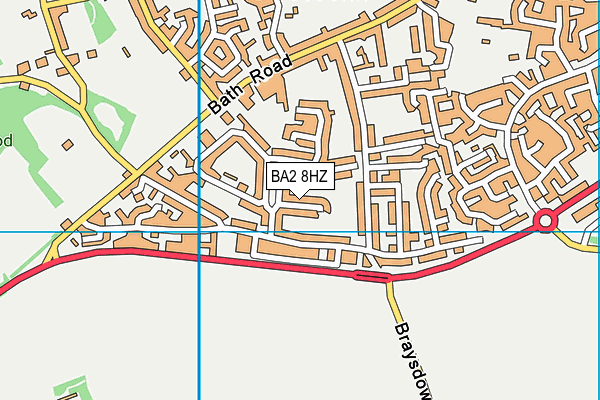 BA2 8HZ map - OS VectorMap District (Ordnance Survey)