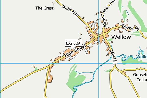 Wellow Recreation Ground map (BA2 8QA) - OS VectorMap District (Ordnance Survey)