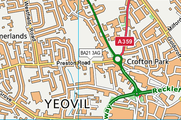 BA21 3AG map - OS VectorMap District (Ordnance Survey)