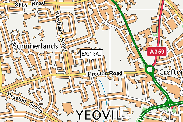 BA21 3AU map - OS VectorMap District (Ordnance Survey)