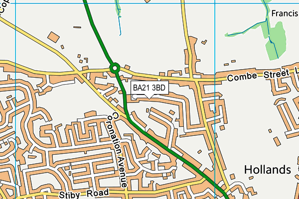 BA21 3BD map - OS VectorMap District (Ordnance Survey)