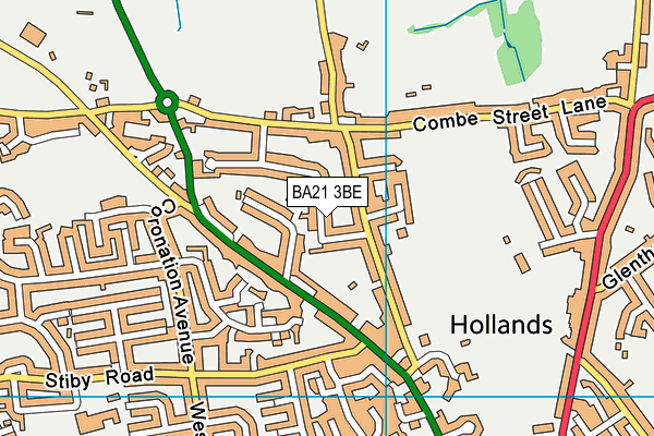 BA21 3BE map - OS VectorMap District (Ordnance Survey)