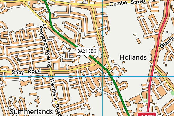 BA21 3BG map - OS VectorMap District (Ordnance Survey)