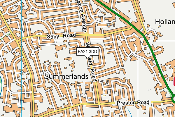 BA21 3DD map - OS VectorMap District (Ordnance Survey)