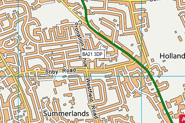 BA21 3DP map - OS VectorMap District (Ordnance Survey)