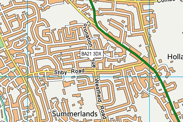 BA21 3DX map - OS VectorMap District (Ordnance Survey)