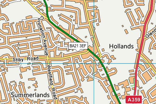 BA21 3EF map - OS VectorMap District (Ordnance Survey)