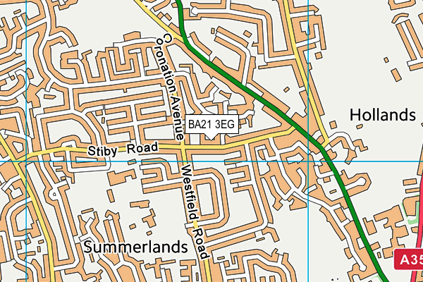 BA21 3EG map - OS VectorMap District (Ordnance Survey)