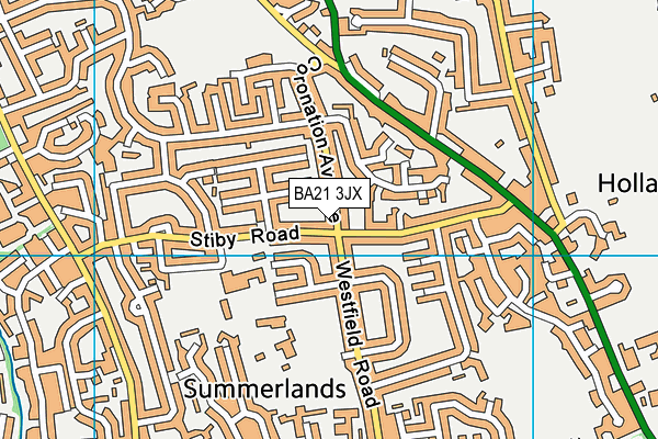 BA21 3JX map - OS VectorMap District (Ordnance Survey)