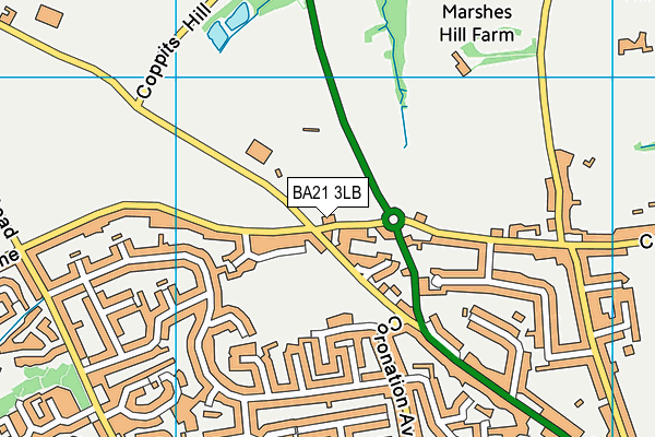 BA21 3LB map - OS VectorMap District (Ordnance Survey)