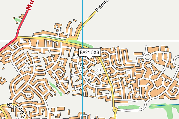 BA21 5XS map - OS VectorMap District (Ordnance Survey)