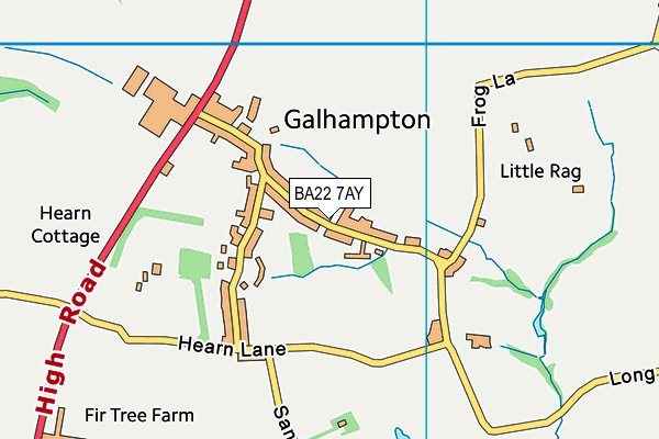 BA22 7AY map - OS VectorMap District (Ordnance Survey)