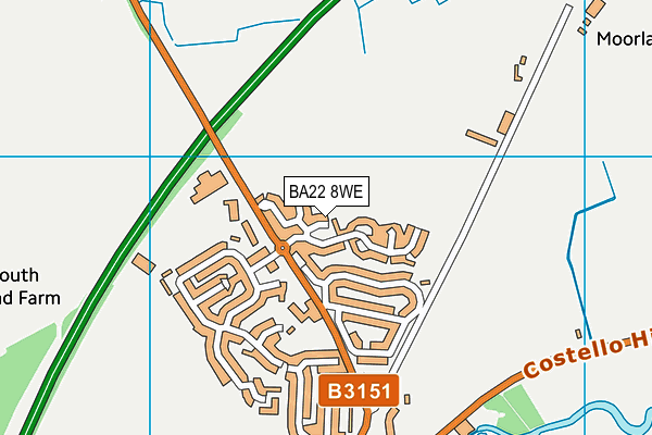 BA22 8WE map - OS VectorMap District (Ordnance Survey)