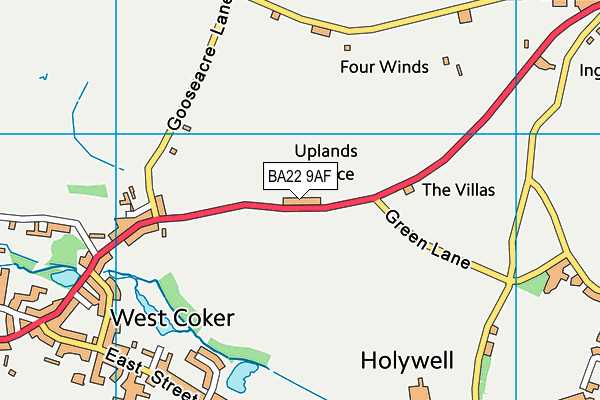 BA22 9AF map - OS VectorMap District (Ordnance Survey)