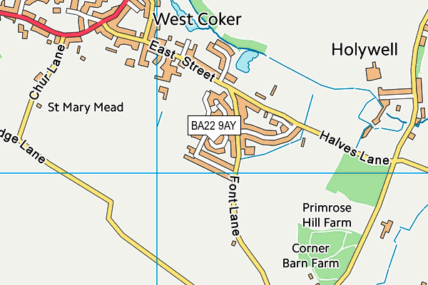 BA22 9AY map - OS VectorMap District (Ordnance Survey)