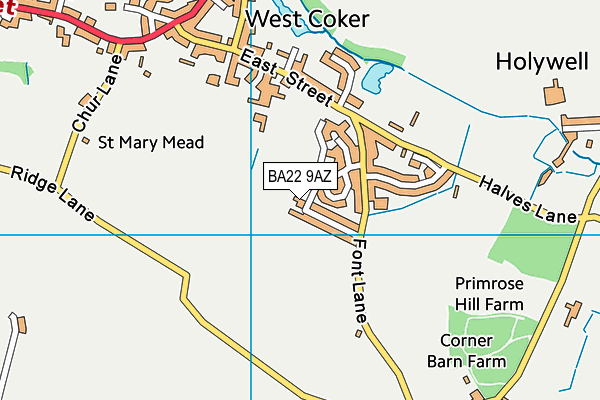 BA22 9AZ map - OS VectorMap District (Ordnance Survey)