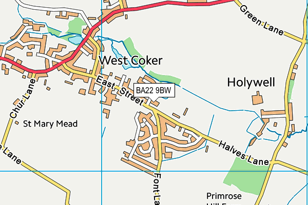 BA22 9BW map - OS VectorMap District (Ordnance Survey)