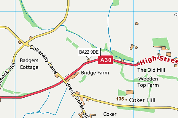 BA22 9DE map - OS VectorMap District (Ordnance Survey)