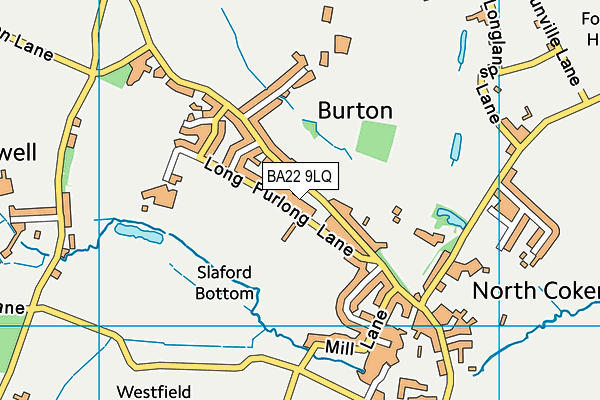 Long Furlong Lane Recreation Field map (BA22 9LQ) - OS VectorMap District (Ordnance Survey)