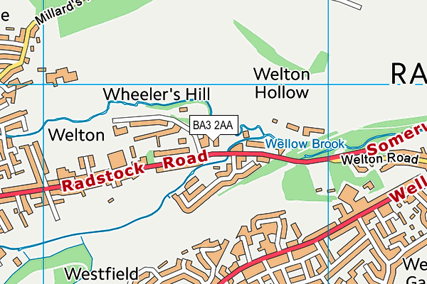 BA3 2AA map - OS VectorMap District (Ordnance Survey)