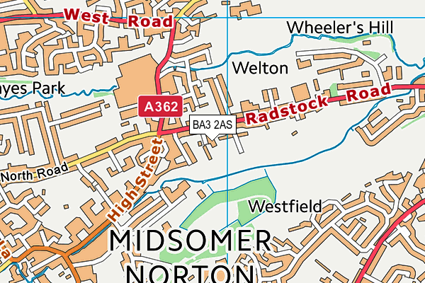 BA3 2AS map - OS VectorMap District (Ordnance Survey)