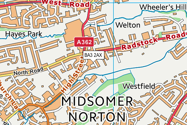 BA3 2AX map - OS VectorMap District (Ordnance Survey)