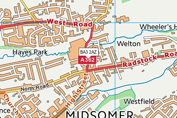 BA3 2AZ map - OS VectorMap District (Ordnance Survey)