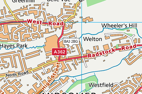 BA3 2BG map - OS VectorMap District (Ordnance Survey)