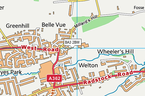 BA3 2BW map - OS VectorMap District (Ordnance Survey)