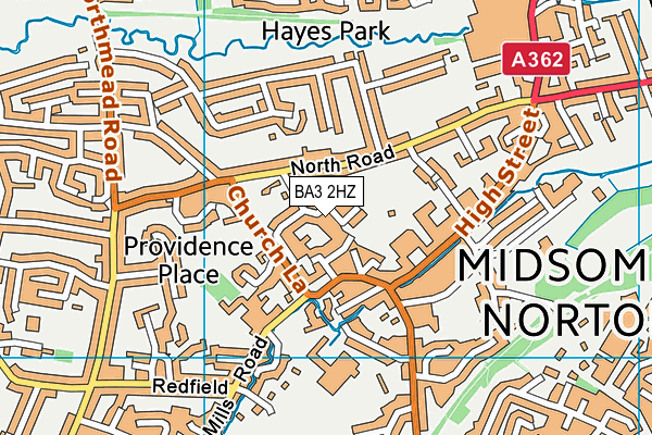 BA3 2HZ map - OS VectorMap District (Ordnance Survey)