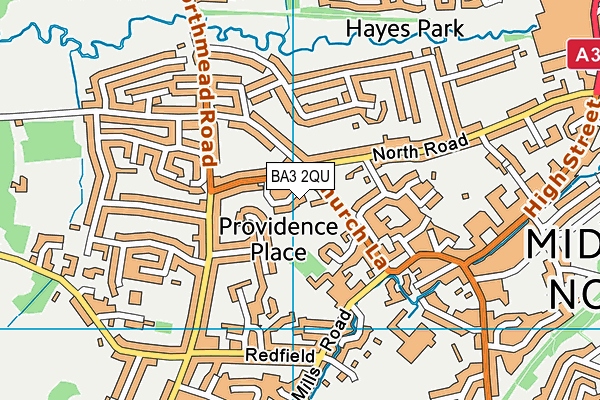 BA3 2QU map - OS VectorMap District (Ordnance Survey)