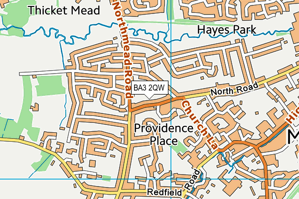 BA3 2QW map - OS VectorMap District (Ordnance Survey)