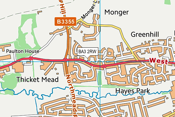 BA3 2RW map - OS VectorMap District (Ordnance Survey)