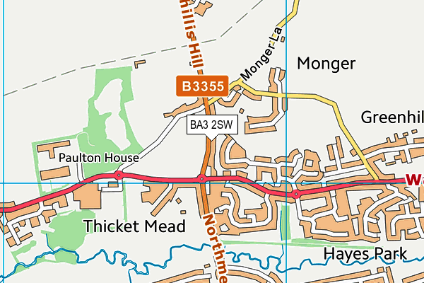 BA3 2SW map - OS VectorMap District (Ordnance Survey)