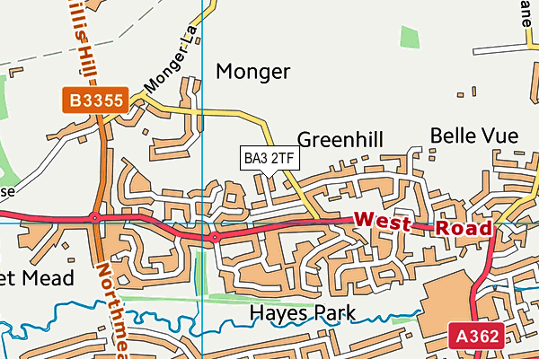 BA3 2TF map - OS VectorMap District (Ordnance Survey)