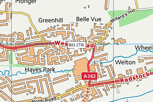 BA3 2TW map - OS VectorMap District (Ordnance Survey)