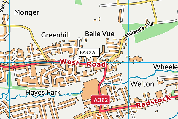 BA3 2WL map - OS VectorMap District (Ordnance Survey)