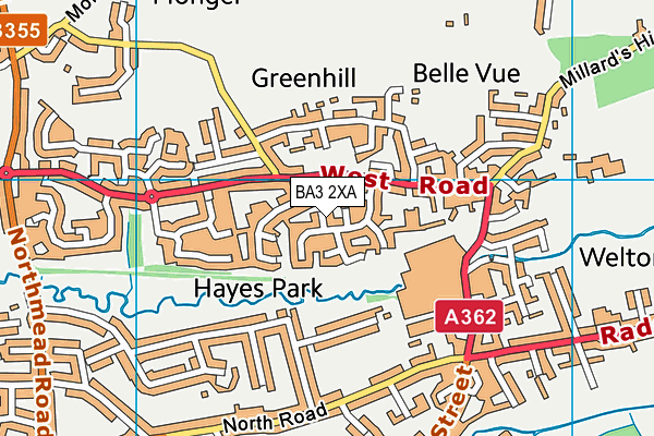 BA3 2XA map - OS VectorMap District (Ordnance Survey)