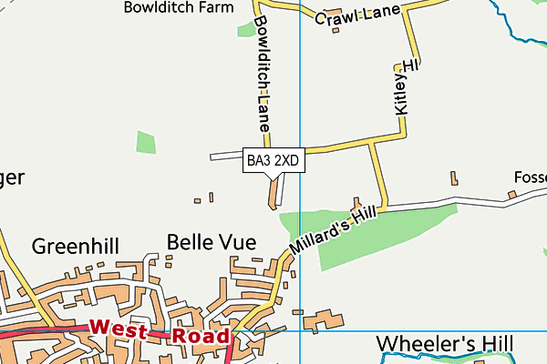 BA3 2XD map - OS VectorMap District (Ordnance Survey)