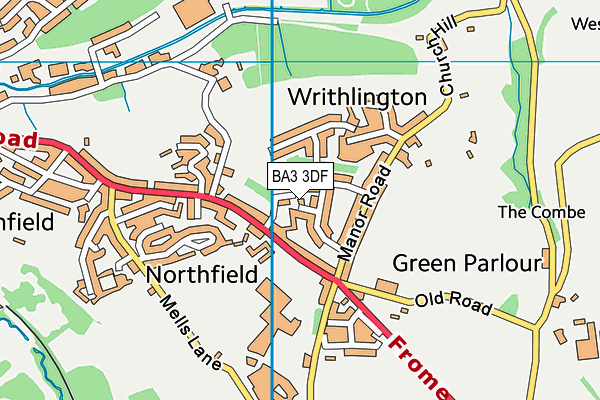 BA3 3DF map - OS VectorMap District (Ordnance Survey)