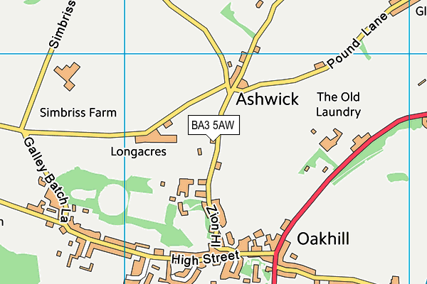 BA3 5AW map - OS VectorMap District (Ordnance Survey)