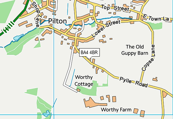 Pilton Playing Field map (BA4 4BR) - OS VectorMap District (Ordnance Survey)