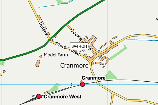 Cranmore Sports Club map (BA4 4QH) - OS VectorMap District (Ordnance Survey)