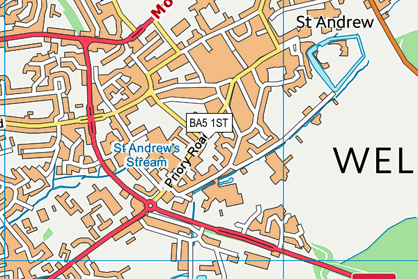BA5 1ST map - OS VectorMap District (Ordnance Survey)
