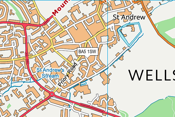 BA5 1SW map - OS VectorMap District (Ordnance Survey)