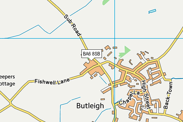Butleigh Playing Fields map (BA6 8SB) - OS VectorMap District (Ordnance Survey)