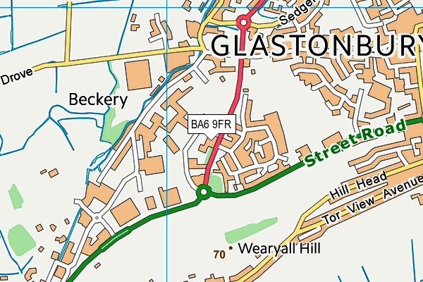 Map of INN GLASTONBURY LIMITED at district scale