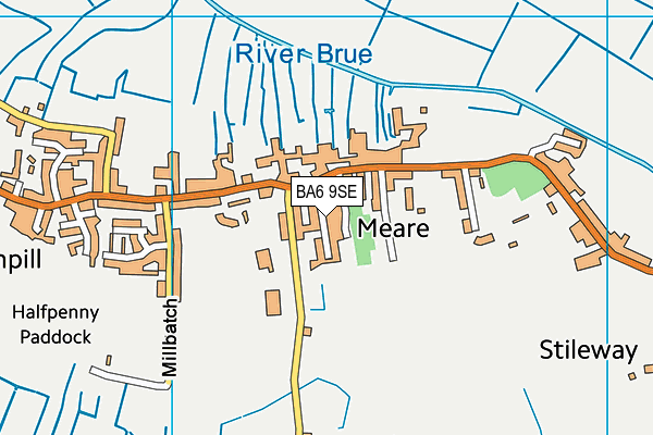 Meare & West Hay Playing Fields map (BA6 9SE) - OS VectorMap District (Ordnance Survey)