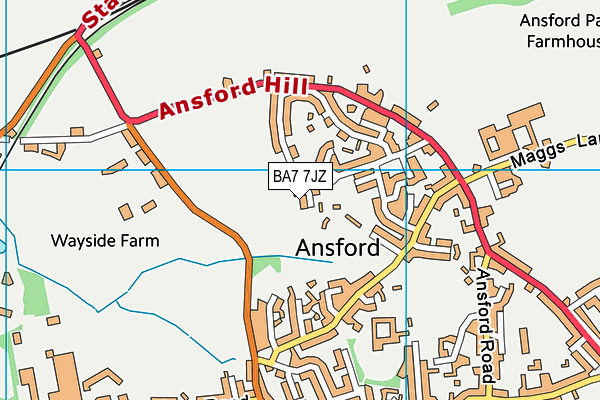 BA7 7JZ map - OS VectorMap District (Ordnance Survey)